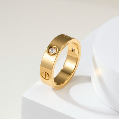 [OrnoraJewelry]LOVE 4MM 1 DIAMOND RING