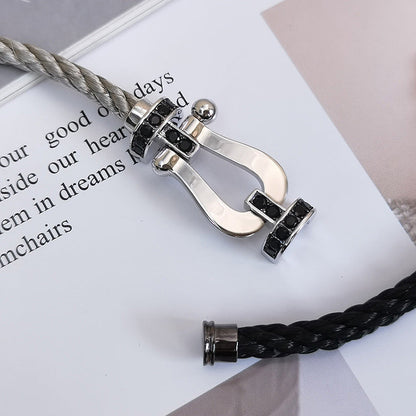 [OrnoraJewelry]FORCE LARGE HORSESHOE BLACK DIAMOND BRACELET SILVER