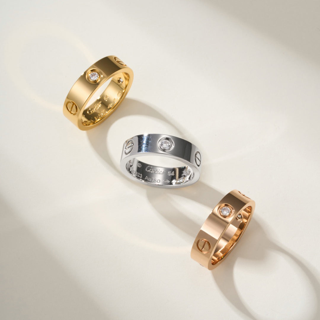 [OrnoraJewelry]LOVE 4MM 1 DIAMOND RING