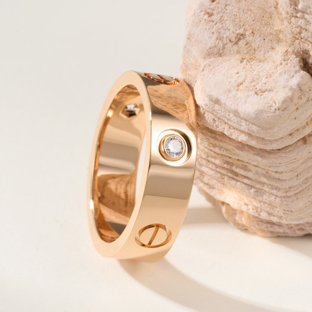 [OrnoraJewelry]LOVE 4MM 1 DIAMOND RING