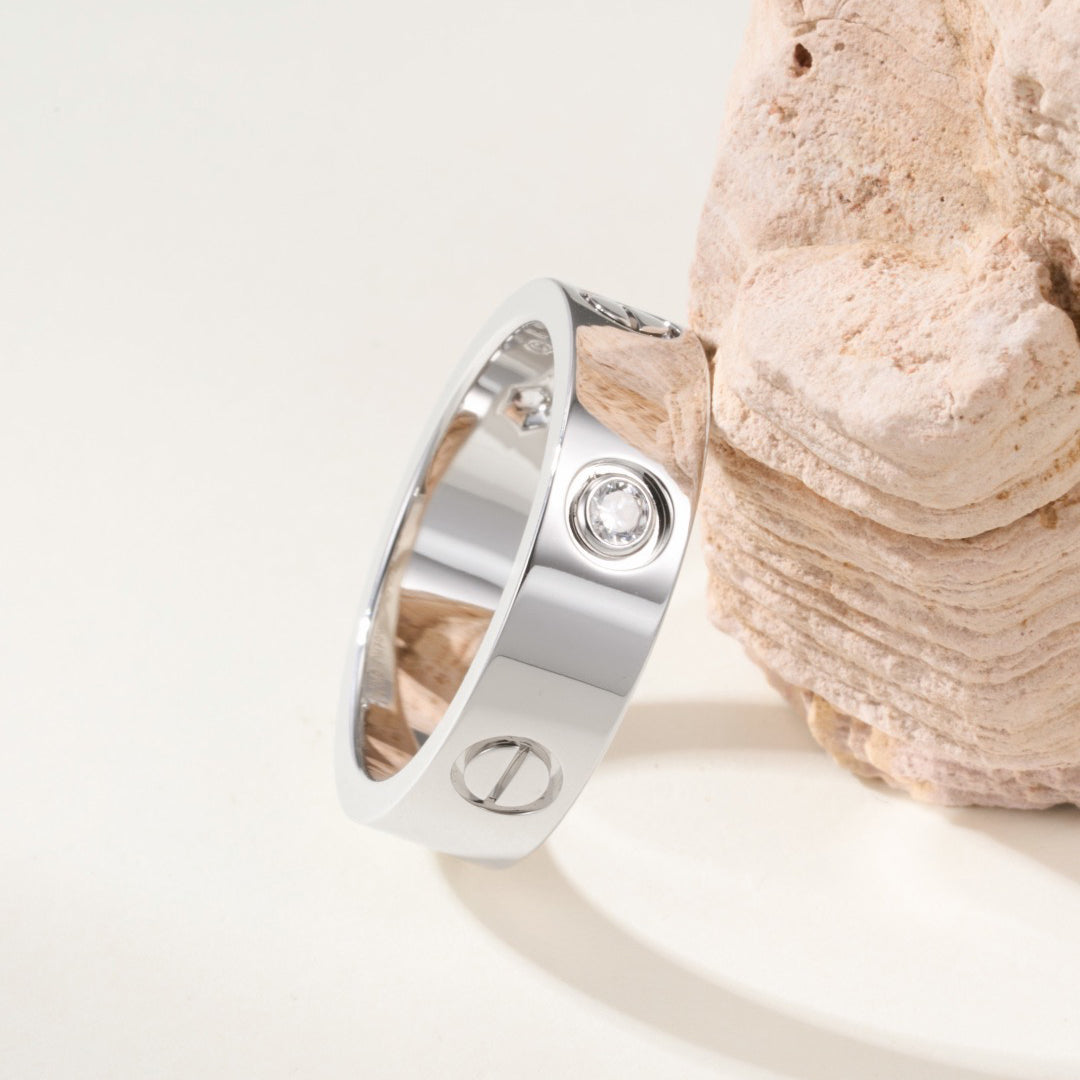 [OrnoraJewelry]LOVE 4MM 1 DIAMOND RING