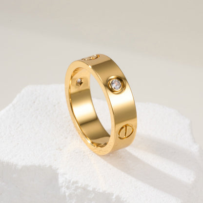 [OrnoraJewelry]LOVE 4MM 1 DIAMOND RING