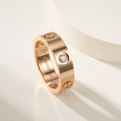 [OrnoraJewelry]LOVE 4MM 1 DIAMOND RING