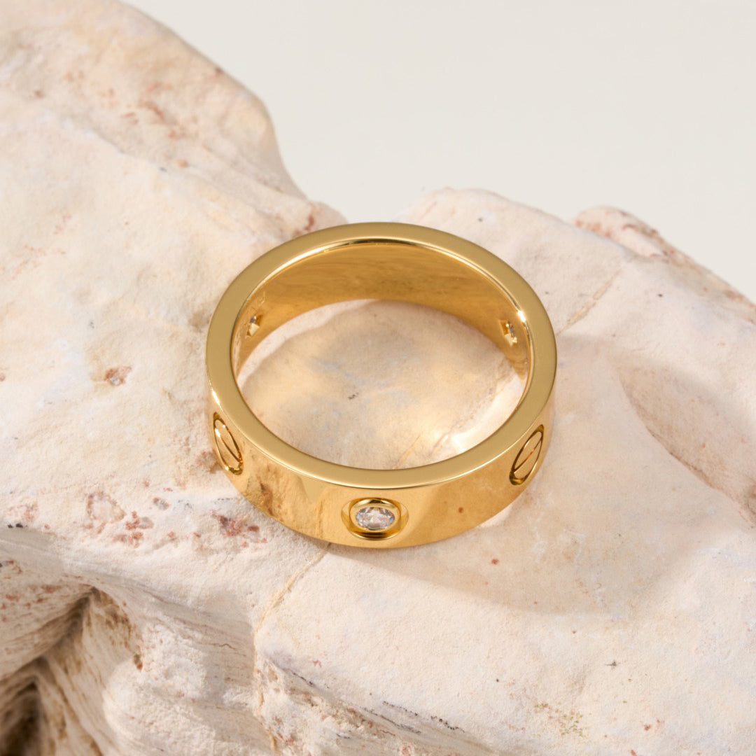 [OrnoraJewelry]LOVE 4MM 1 DIAMOND RING