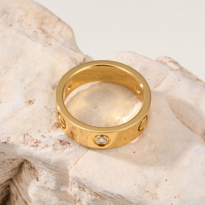 [OrnoraJewelry]LOVE 4MM 1 DIAMOND RING