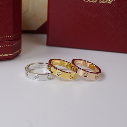 [OrnoraJewelry]LOVE 4MM 1 DIAMOND RING