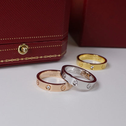 [OrnoraJewelry]LOVE 4MM 1 DIAMOND RING