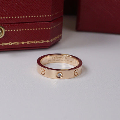 [OrnoraJewelry]LOVE 4MM 1 DIAMOND RING