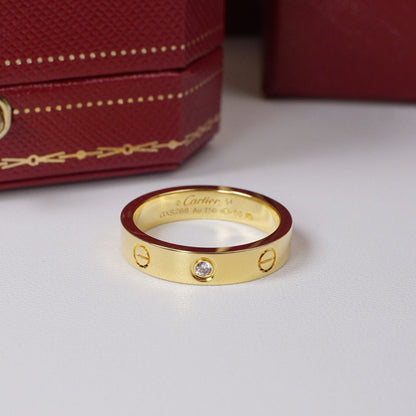 [OrnoraJewelry]LOVE 4MM 1 DIAMOND RING