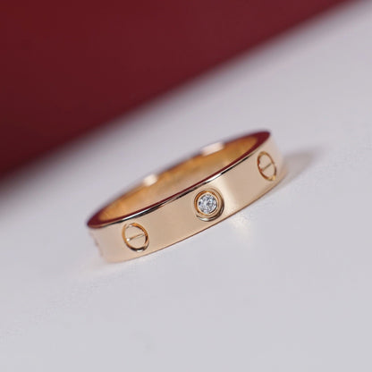 [OrnoraJewelry]LOVE 4MM 1 DIAMOND RING