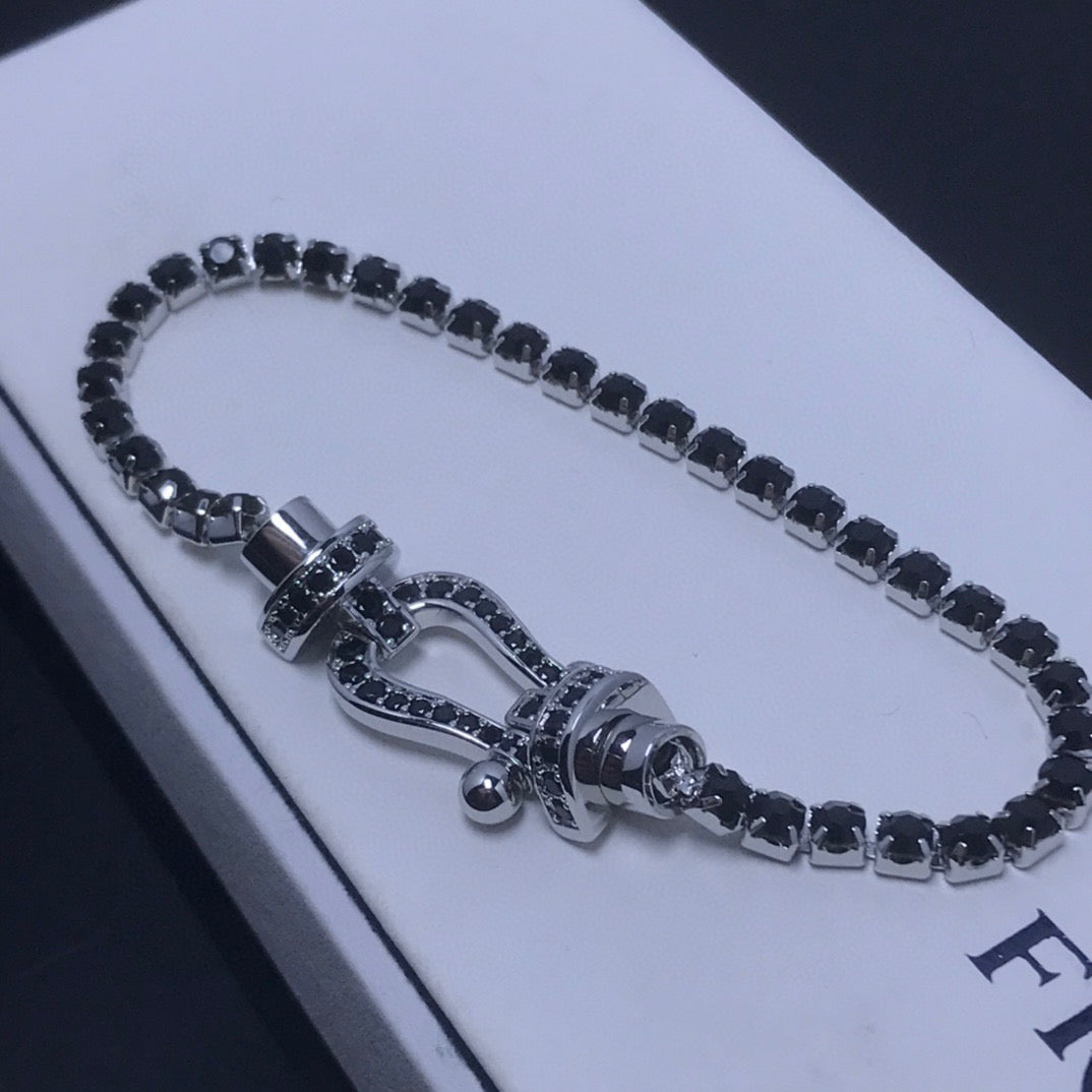 [OrnoraJewelry]FORCE  LARGE HORSESHOE FULL DIAMOND TENNIS BRACELET
