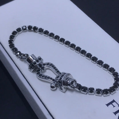 [OrnoraJewelry]FORCE  LARGE HORSESHOE FULL DIAMOND TENNIS BRACELET