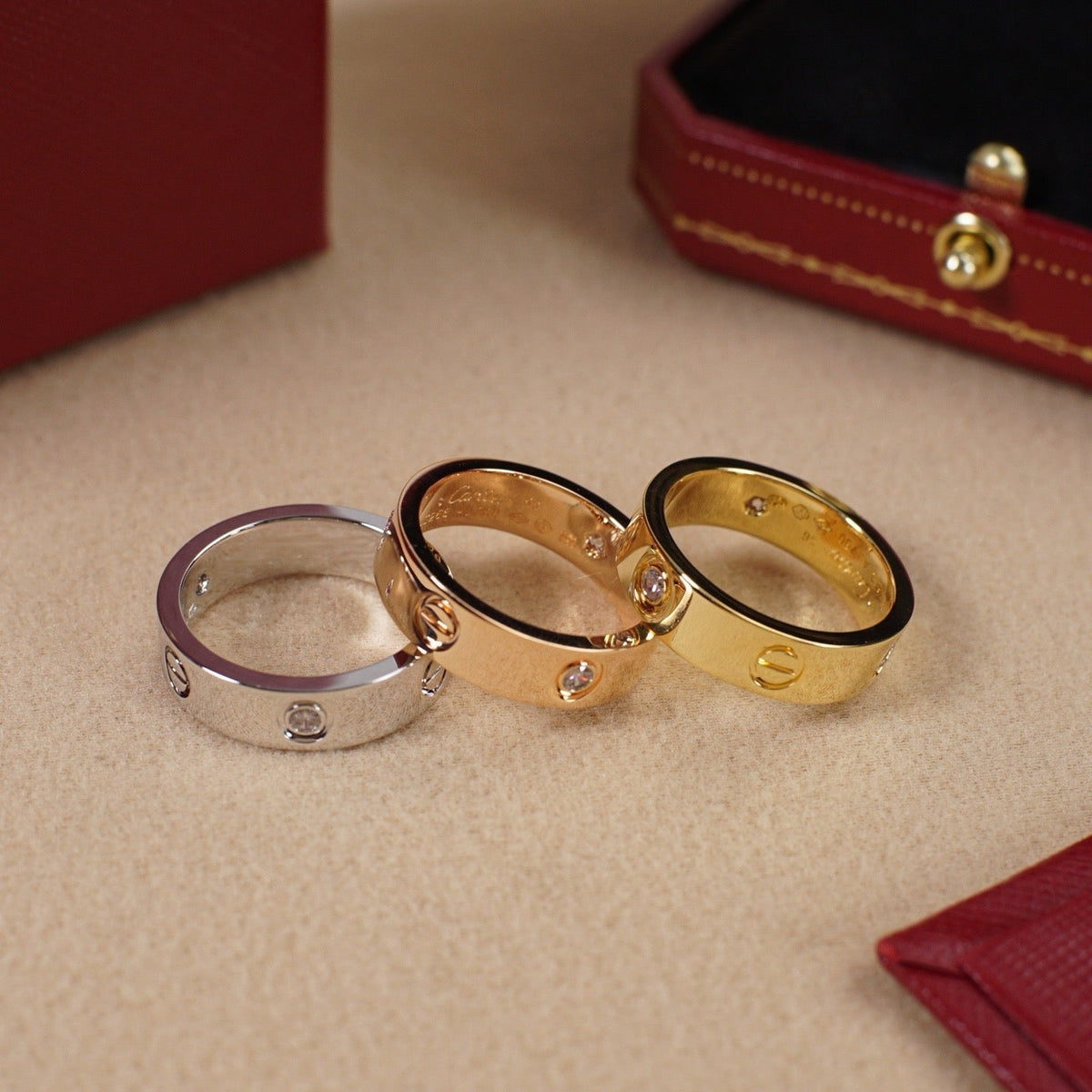 [OrnoraJewelry]LOVE 5.5MM 3 DIAMOND RING