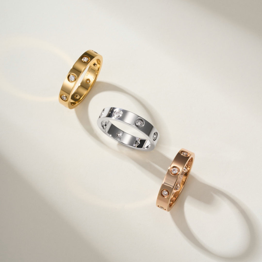 [OrnoraJewelry]LOVE 4MM 8 DIAMOND RING