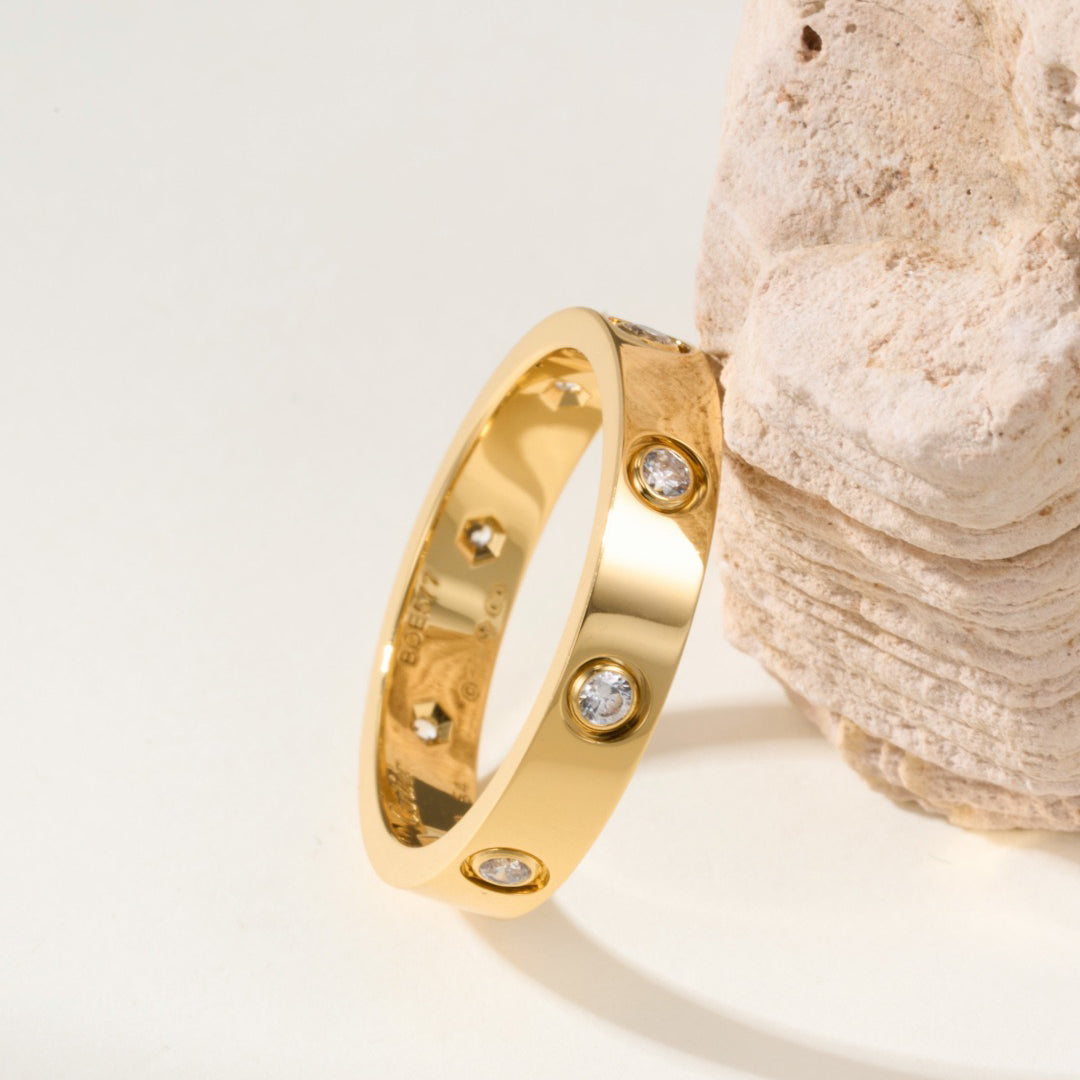 [OrnoraJewelry]LOVE 4MM 8 DIAMOND RING