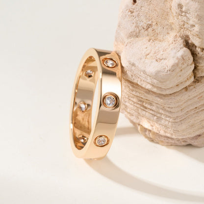 [OrnoraJewelry]LOVE 4MM 8 DIAMOND RING