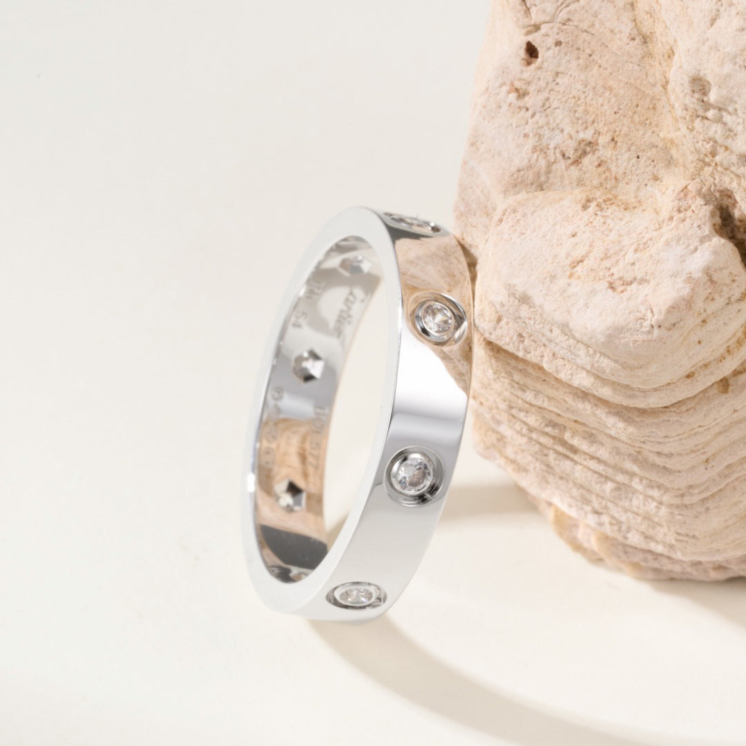 [OrnoraJewelry]LOVE 4MM 8 DIAMOND RING