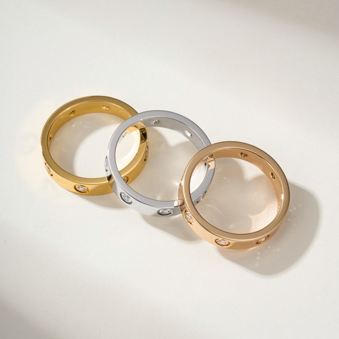 [OrnoraJewelry]LOVE 4MM 8 DIAMOND RING
