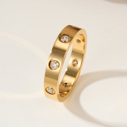 [OrnoraJewelry]LOVE 4MM 8 DIAMOND RING