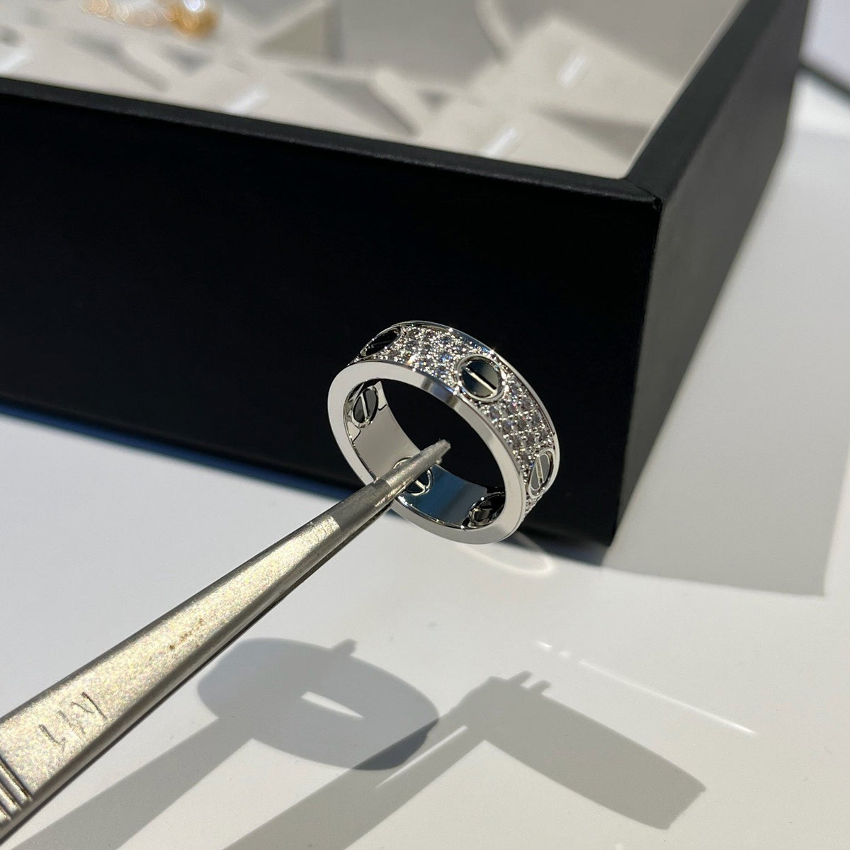 [OrnoraJewelry]LOVE RING 5.5MM DIAMONDS PAVED CERAMIC