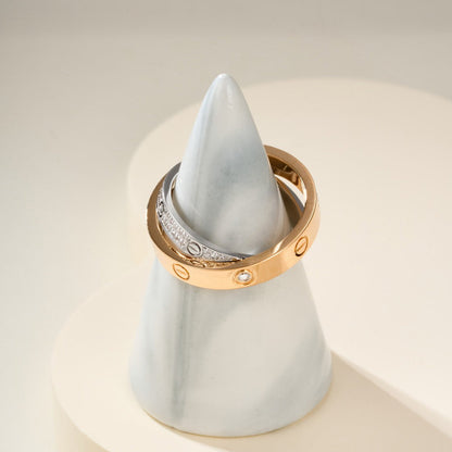 [OrnoraJewelry]LOVE PINK GOLD SILVER DIAMOND DOUBLE RING