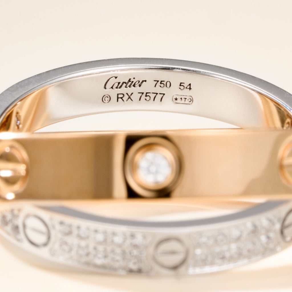 [OrnoraJewelry]LOVE PINK GOLD SILVER DIAMOND DOUBLE RING