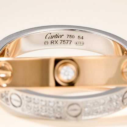 [OrnoraJewelry]LOVE PINK GOLD SILVER DIAMOND DOUBLE RING