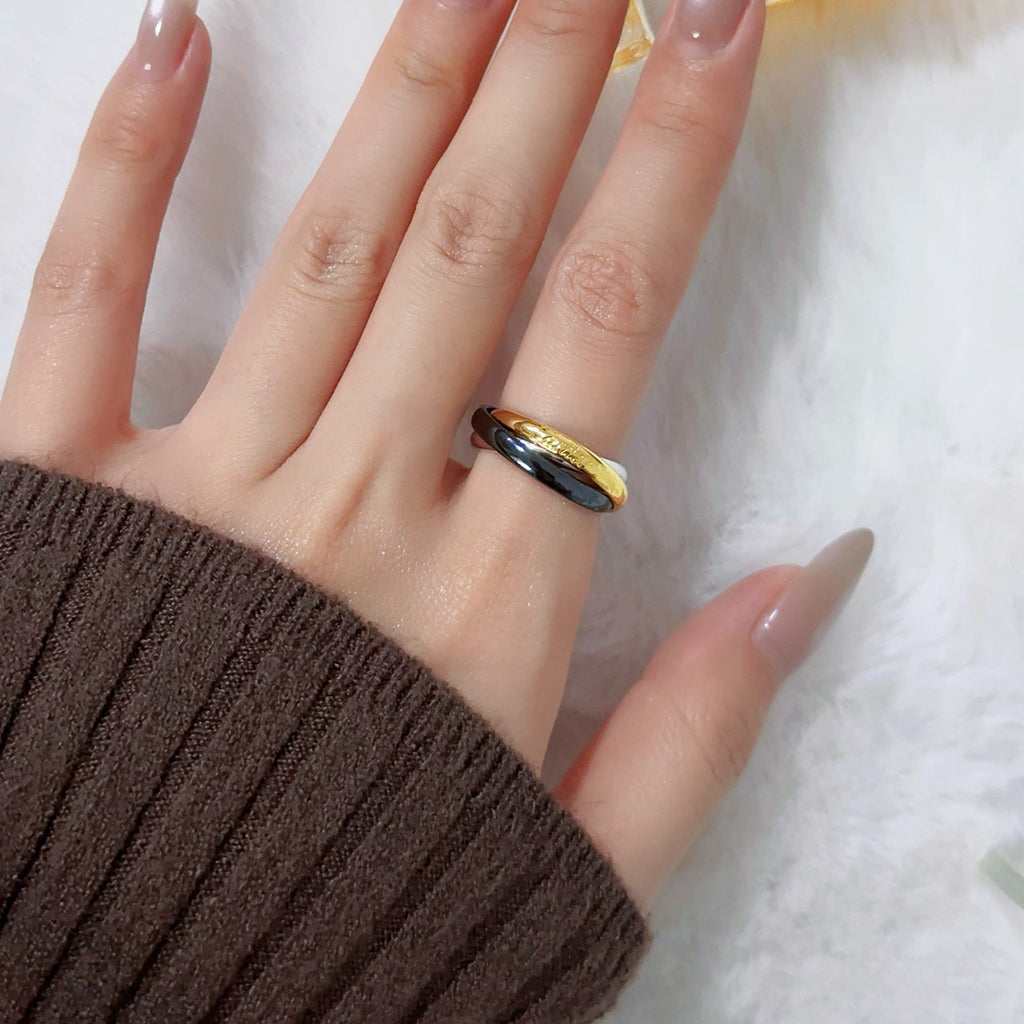 [OrnoraJewelry]TRINITY 3.2MM RING BLACK CERAMIC