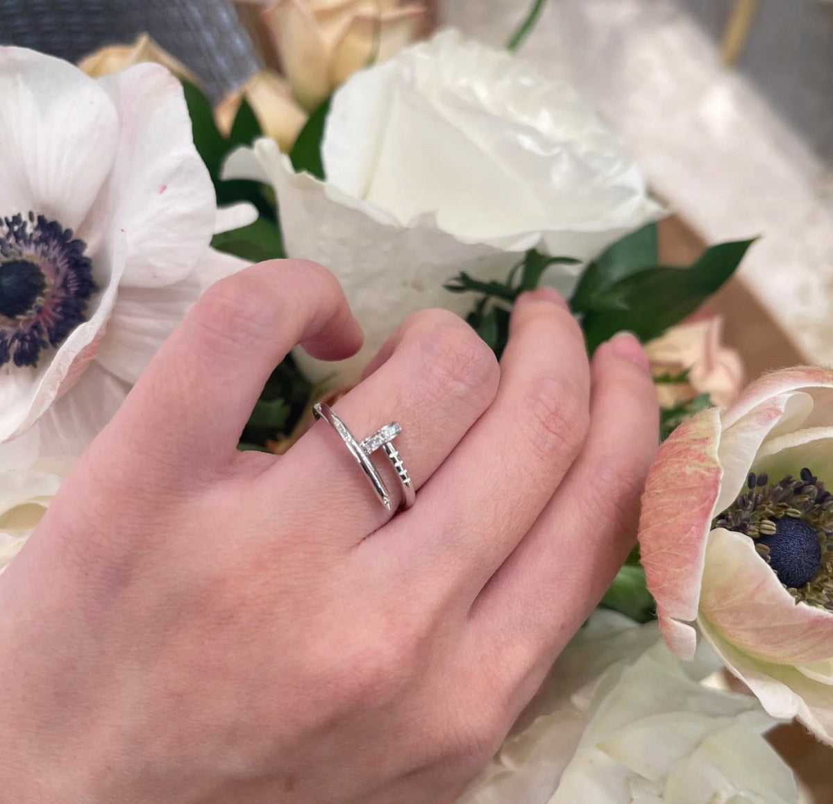 [OrnoraJewelry]JUSTE 1.8MM HALF DIAMOND RING