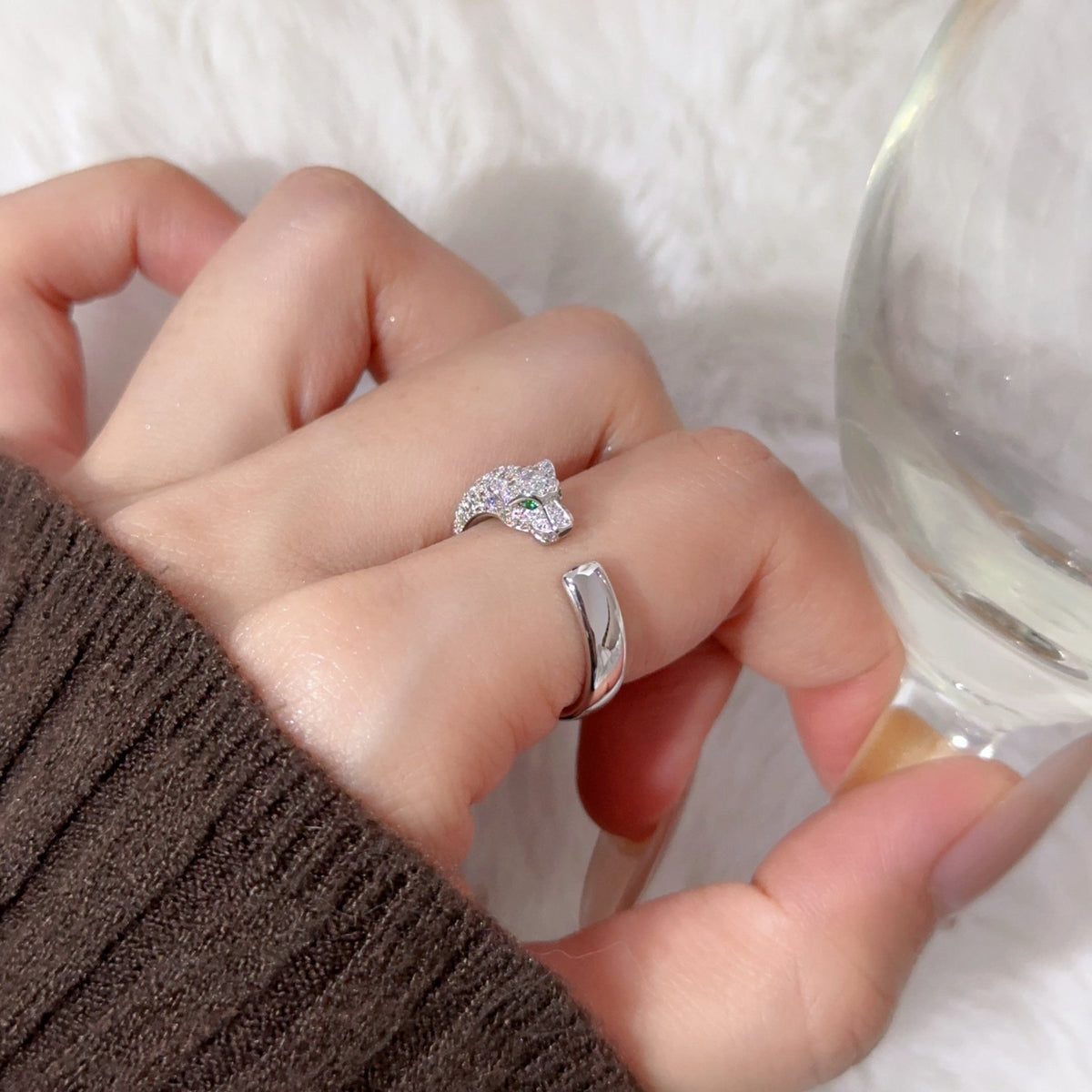[OrnoraJewelry]PANTHERE HALF DIAMOND SMALL RING