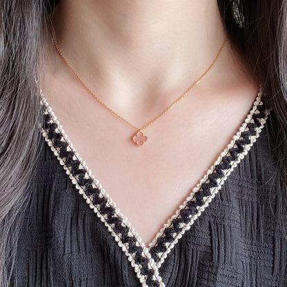 [OrnoraJewelry]CLOVER 15MM PINK MOTHER-OF-PEARL SINGLE FLOWER NECKLACE