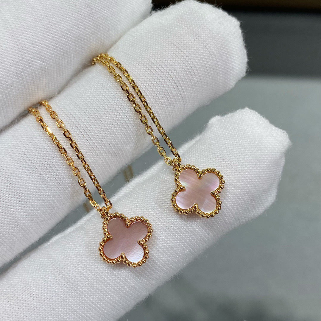 [OrnoraJewelry]CLOVER 15MM PINK MOTHER-OF-PEARL SINGLE FLOWER NECKLACE