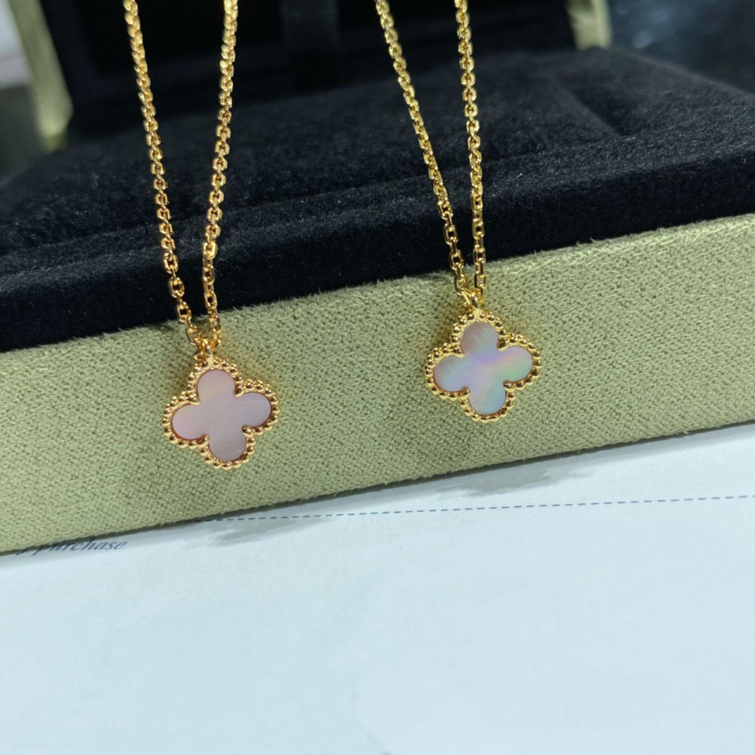 [OrnoraJewelry]CLOVER 15MM PINK MOTHER-OF-PEARL SINGLE FLOWER NECKLACE