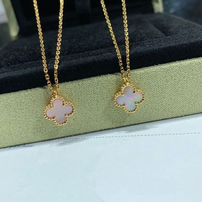 [OrnoraJewelry]CLOVER 15MM PINK MOTHER-OF-PEARL SINGLE FLOWER NECKLACE