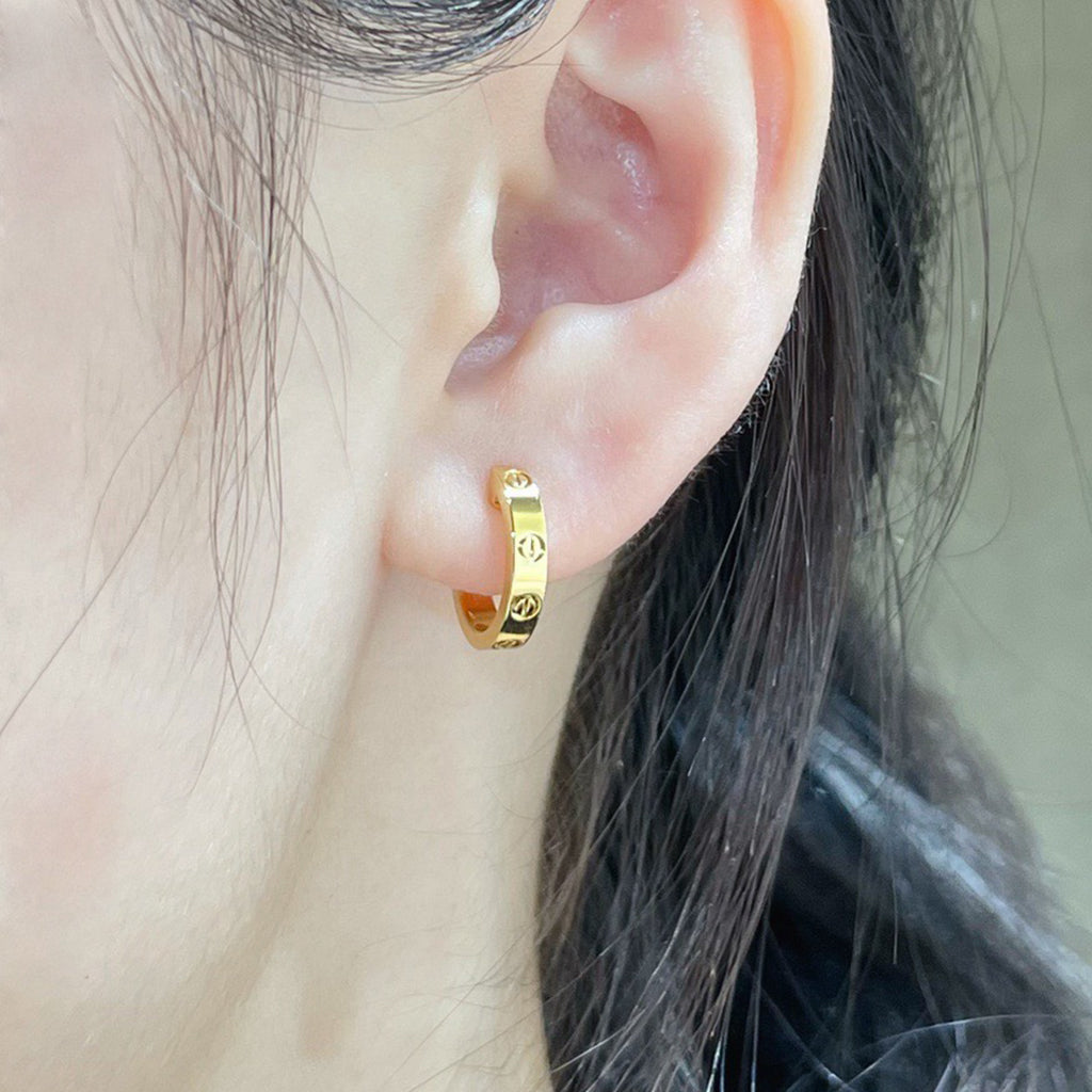[OrnoraJewelry]LOVE EARRINGS 2.65 MM NO DIAMOND SMALL