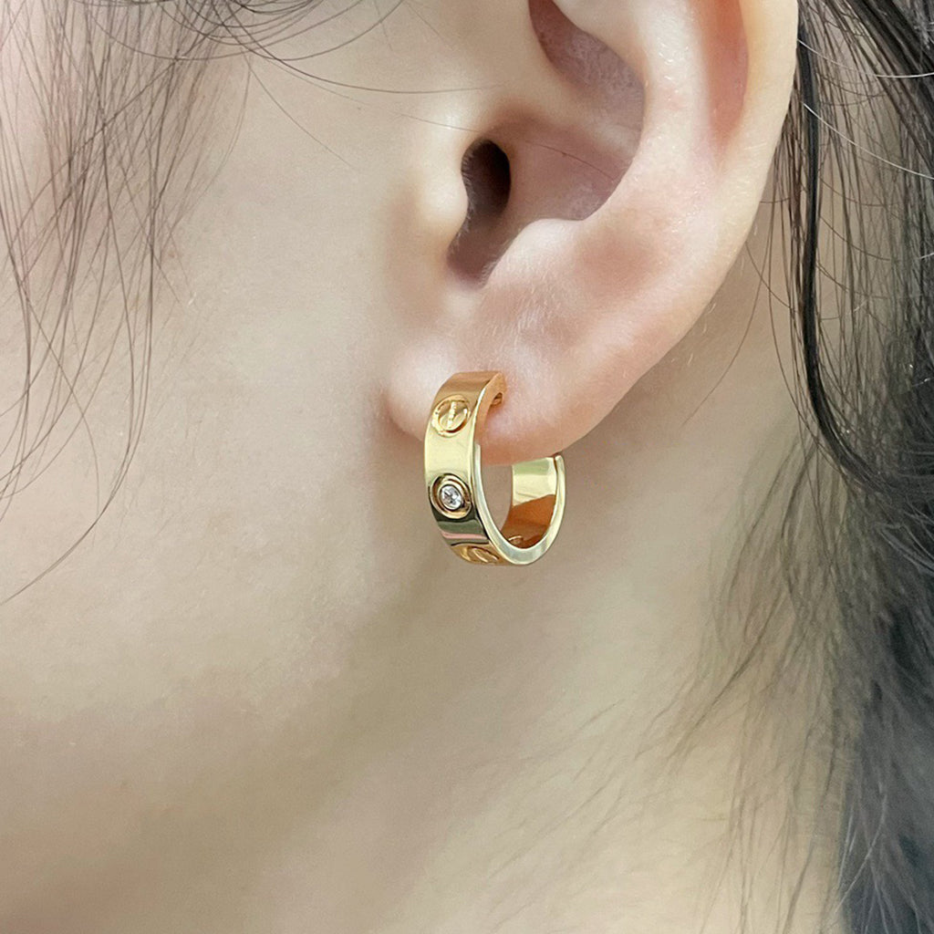 [OrnoraJewelry]LOVE EARRINGS 5.7MM 2 DIAMONDS