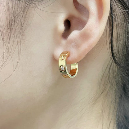 [OrnoraJewelry]LOVE EARRINGS 5.7MM 2 DIAMONDS