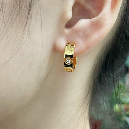 [OrnoraJewelry]LOVE EARRINGS 5.7MM 2 DIAMONDS