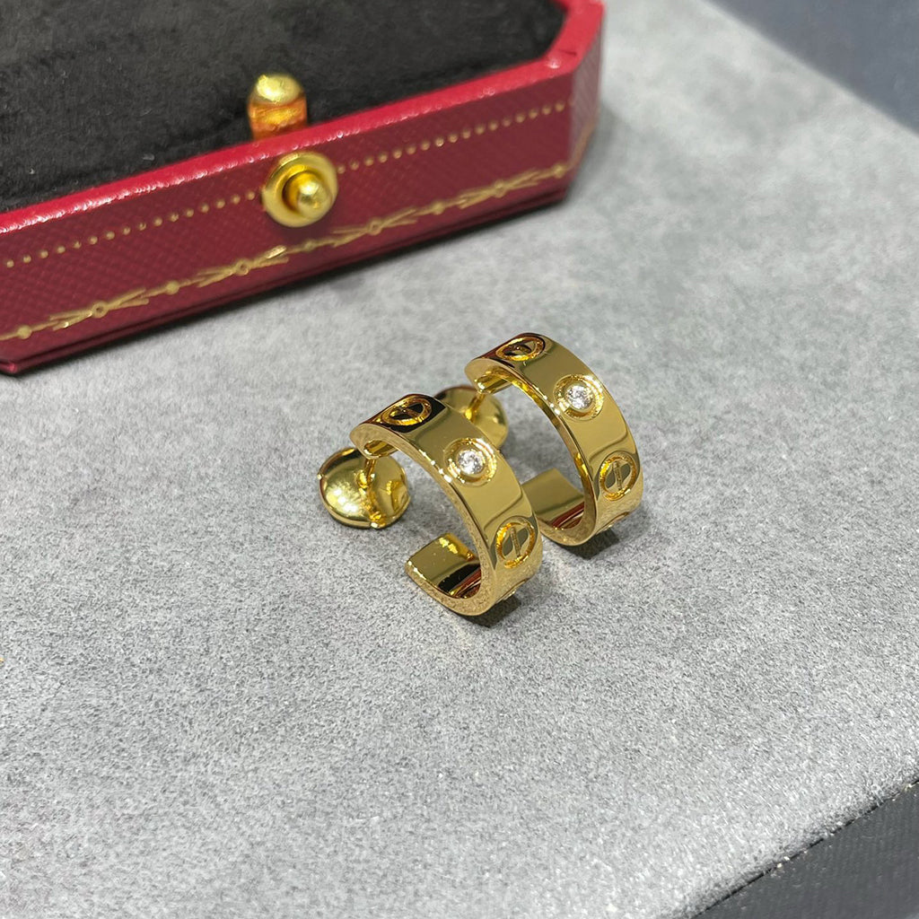 [OrnoraJewelry]LOVE EARRINGS 5.7MM 2 DIAMONDS