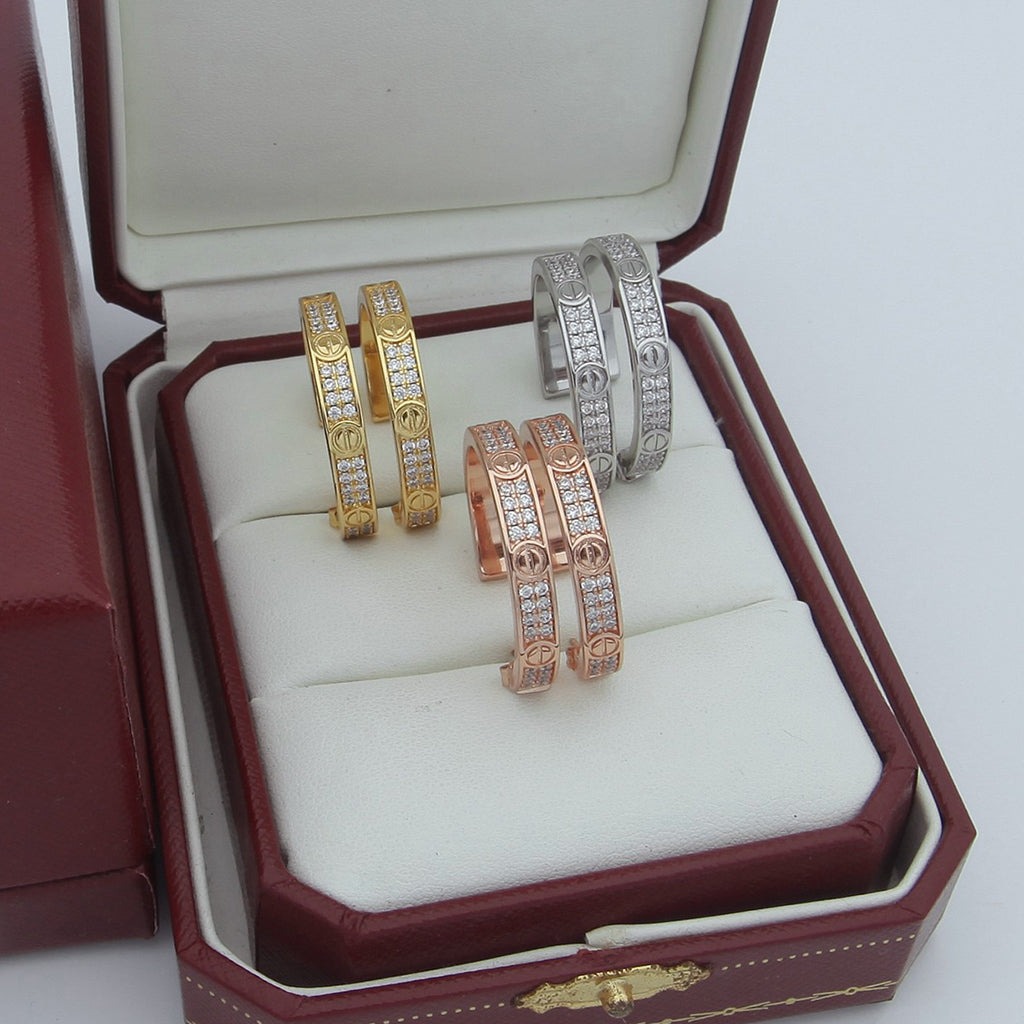 [OrnoraJewelry]LOVE EARRINGS 3.6MM DIAMOND PAVED