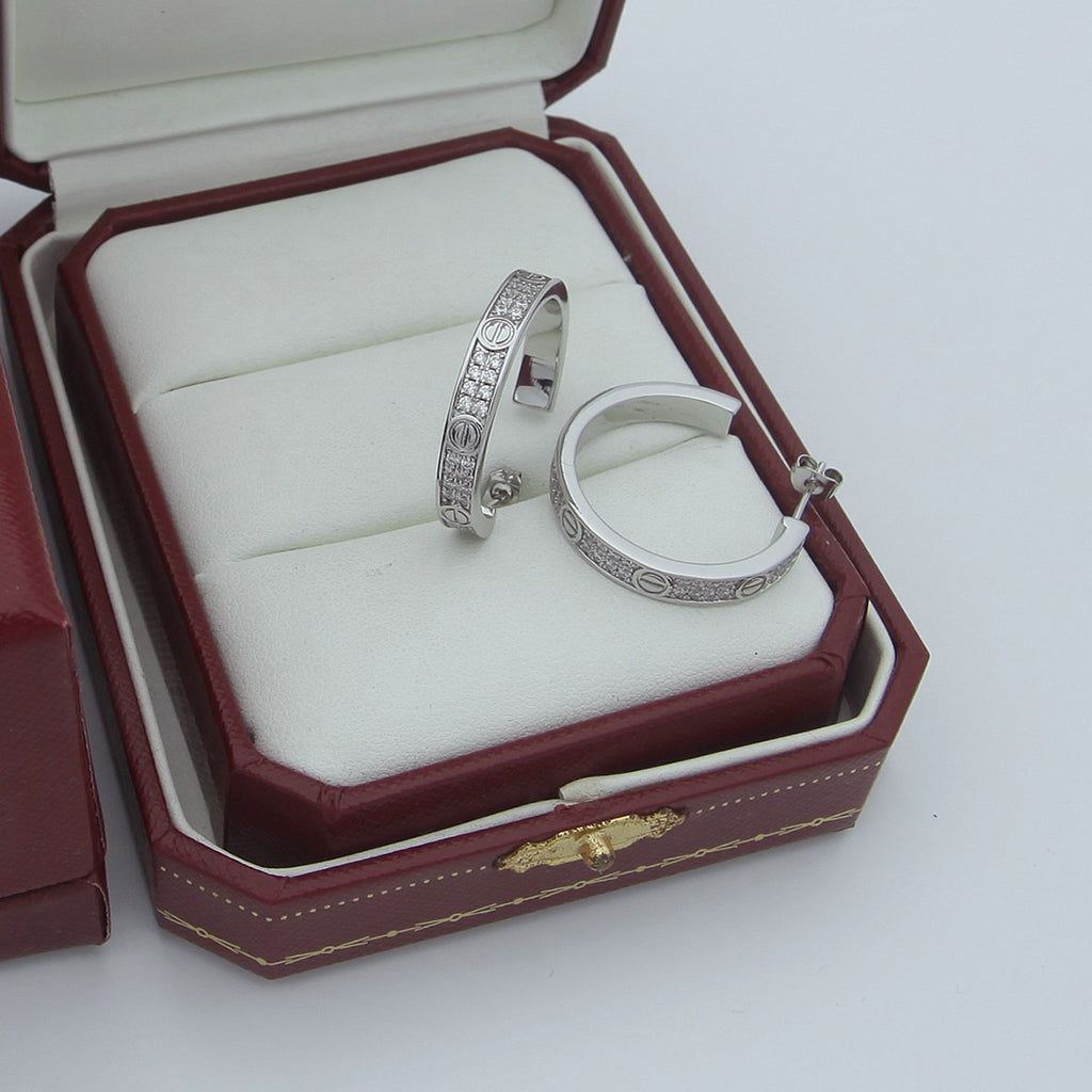 [OrnoraJewelry]LOVE EARRINGS 3.6MM DIAMOND PAVED
