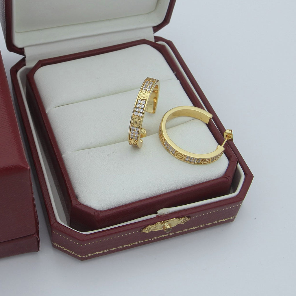 [OrnoraJewelry]LOVE EARRINGS 3.6MM DIAMOND PAVED