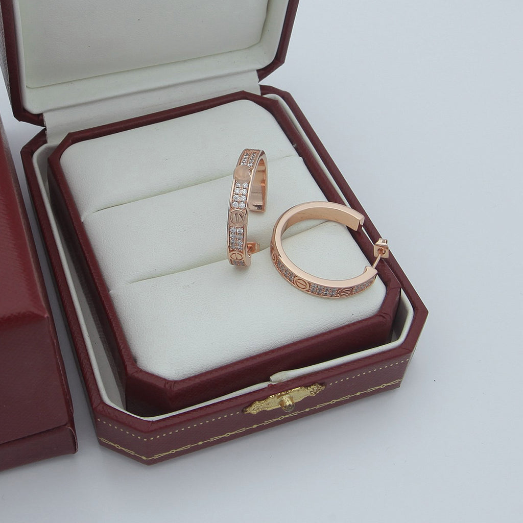 [OrnoraJewelry]LOVE EARRINGS 3.6MM DIAMOND PAVED
