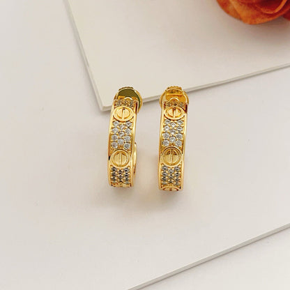 [OrnoraJewelry]LOVE 5.5MM DIAMOND PAVED EARRINGS