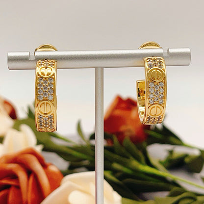 [OrnoraJewelry]LOVE 5.5MM DIAMOND PAVED EARRINGS