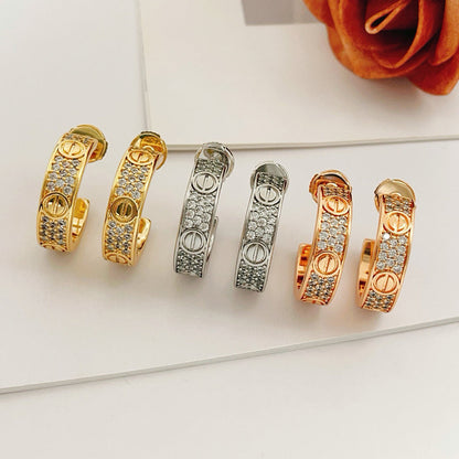 [OrnoraJewelry]LOVE 5.5MM DIAMOND PAVED EARRINGS