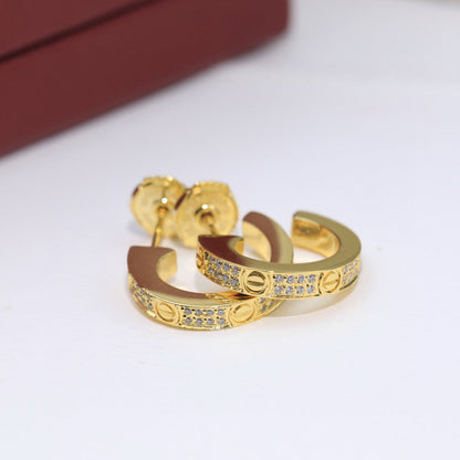 [OrnoraJewelry]LOVE 5.5MM DIAMOND PAVED EARRINGS