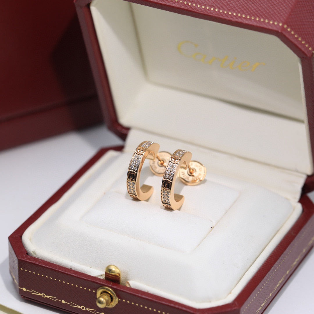 [OrnoraJewelry]LOVE 5.5MM DIAMOND PAVED EARRINGS
