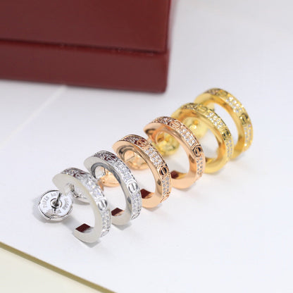 [OrnoraJewelry]LOVE 5.5MM DIAMOND PAVED EARRINGS