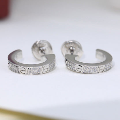 [OrnoraJewelry]LOVE 5.5MM DIAMOND PAVED EARRINGS